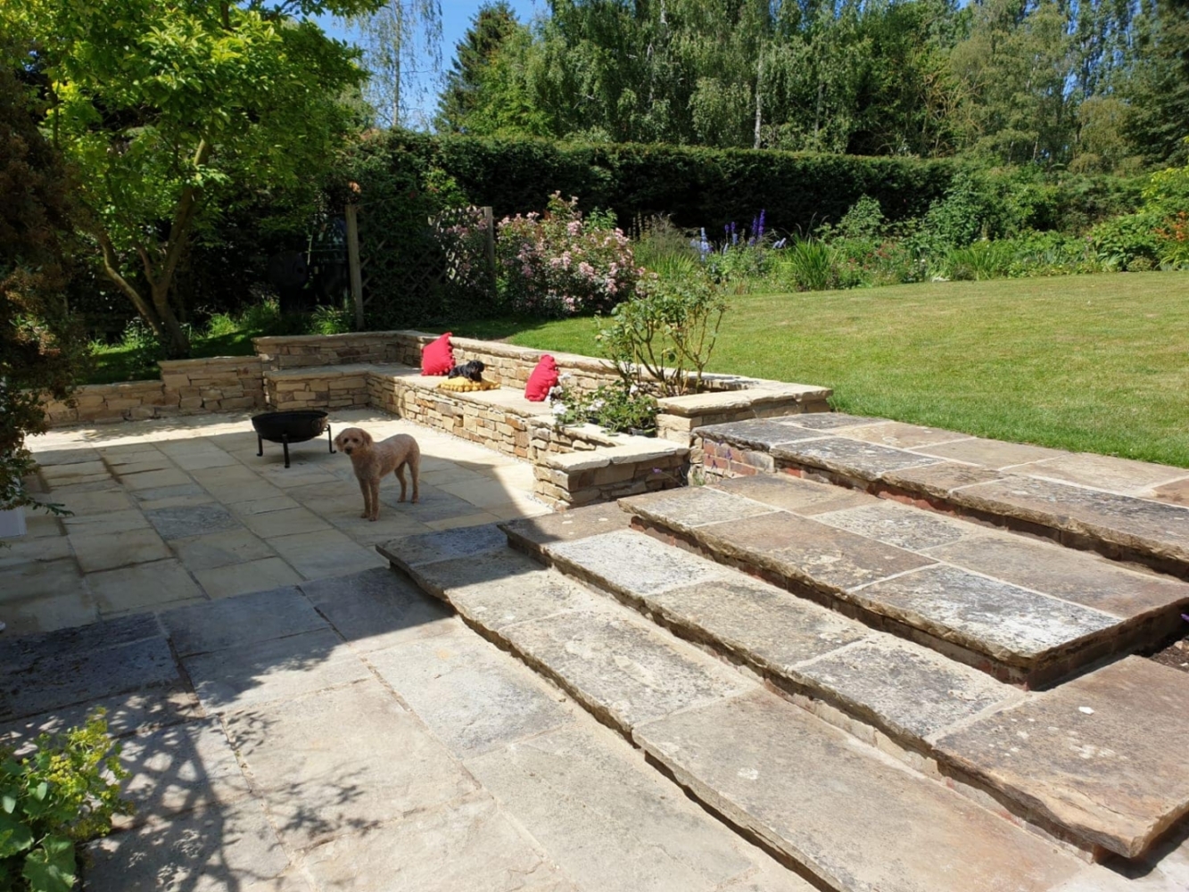 Bespoke seating area in york stone