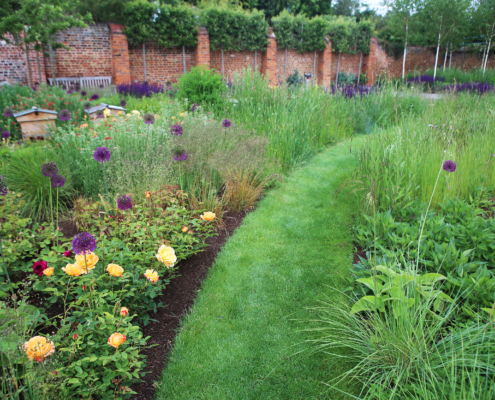 Soft landscaping in a large walled garden