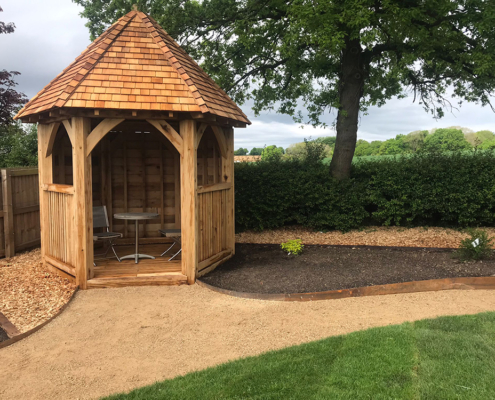 Bespoke hexagonal wooden arbour