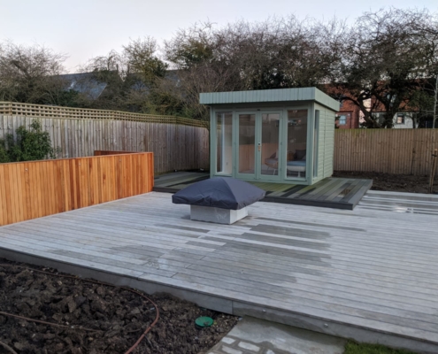 Decking and summer house