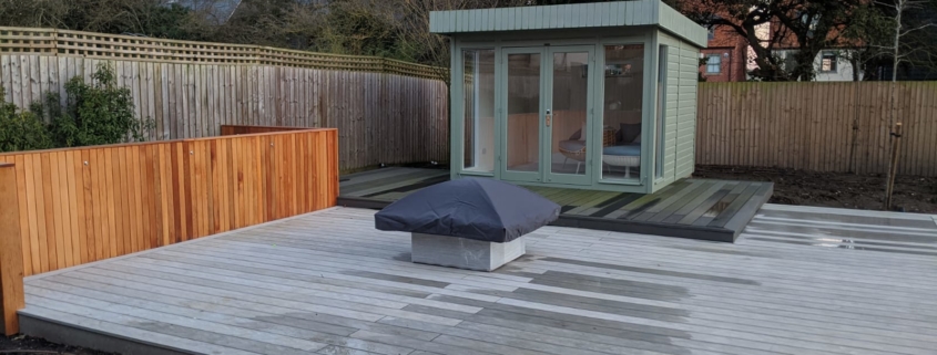 Decking and summer house
