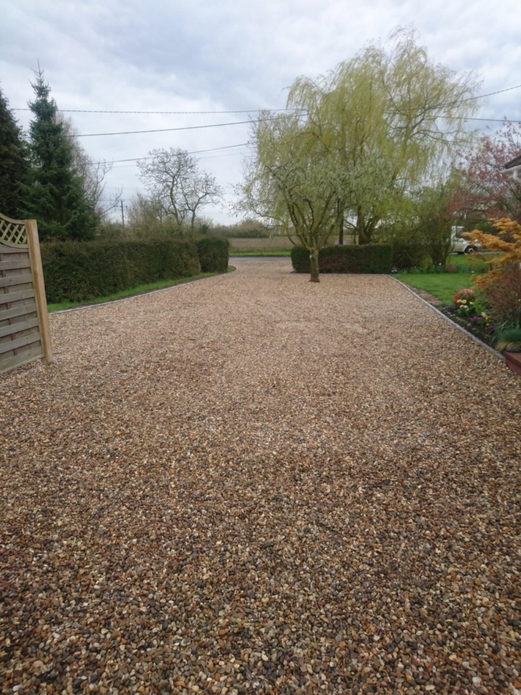 Large gravel driveway