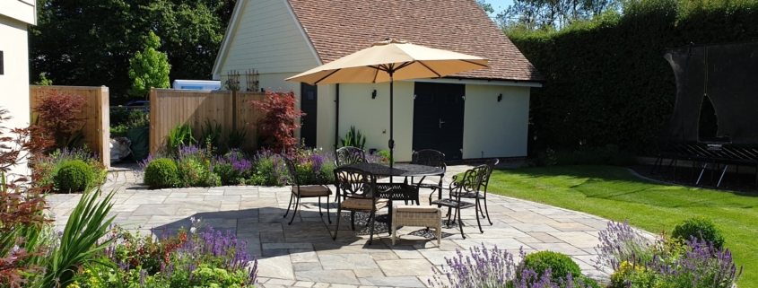 Large cottage garden patio