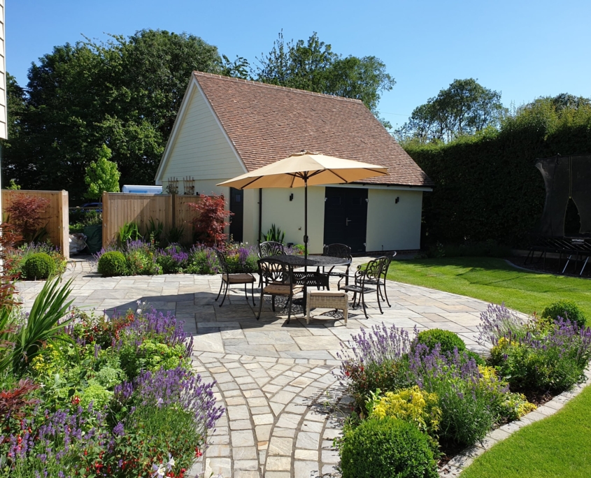 Large cottage garden patio