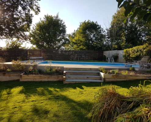 Pool decking with steps