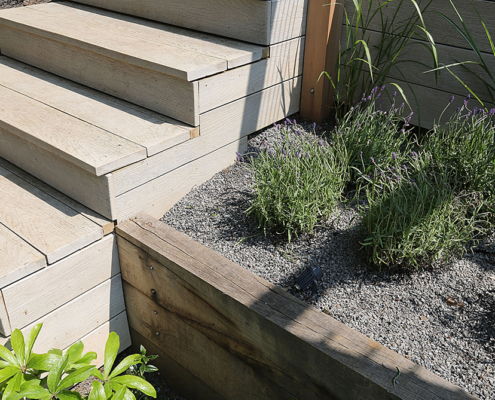 Raised beds made from wooden sleepers